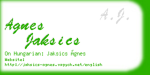 agnes jaksics business card